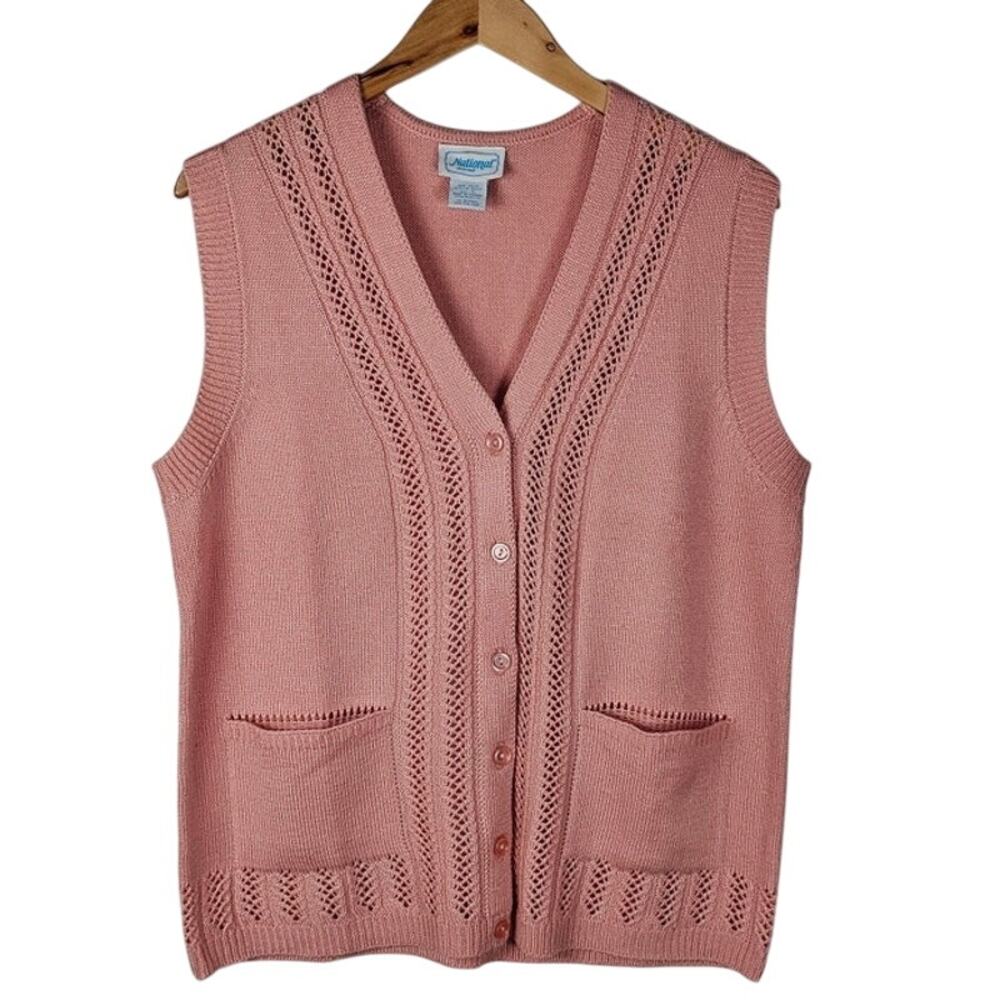VTG National sweater vest size L pink